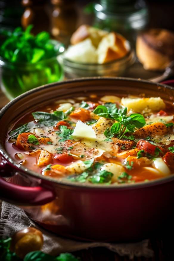 Leckere Minestrone - Eine Italienische Gemüsesuppe