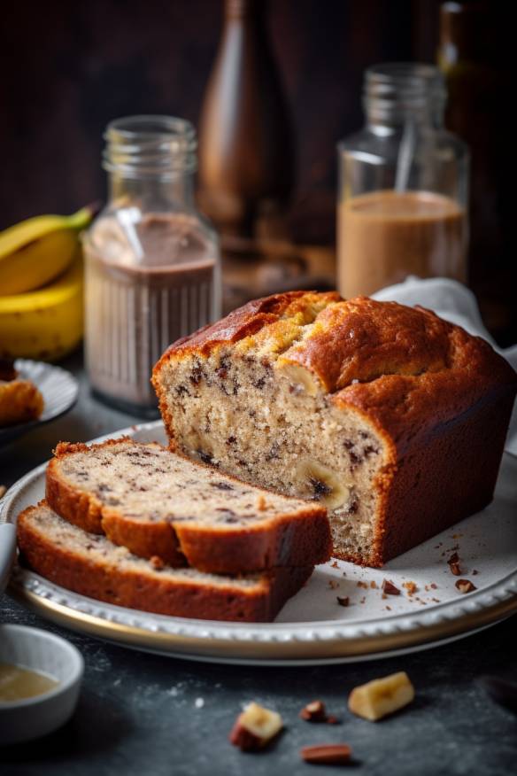 Leckeres Bananenbrot auf einem Teller