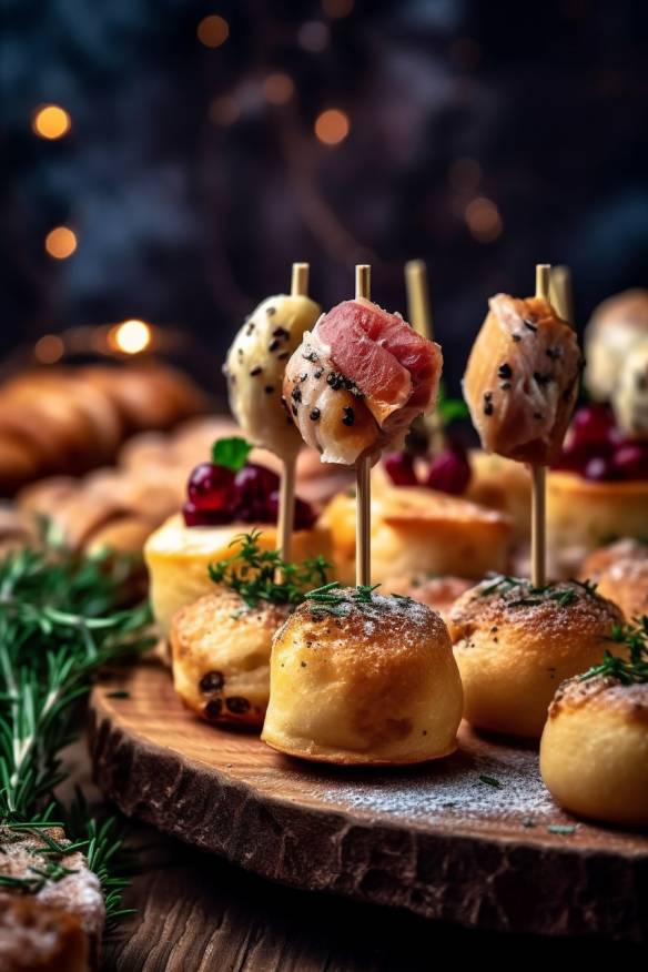 Leckeres Fingerfood für den Weihnachtsmarkt.