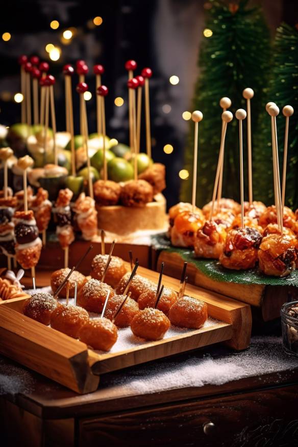 Leckeres Fingerfood für den Weihnachtsmarkt.