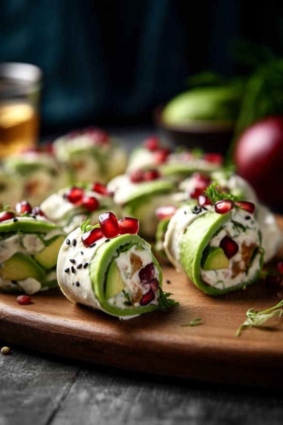 Einfache schnelle Canapés mit Avocado und Frischkäse Einfache schnelle Canapés mit Avocado und Frischkäse
