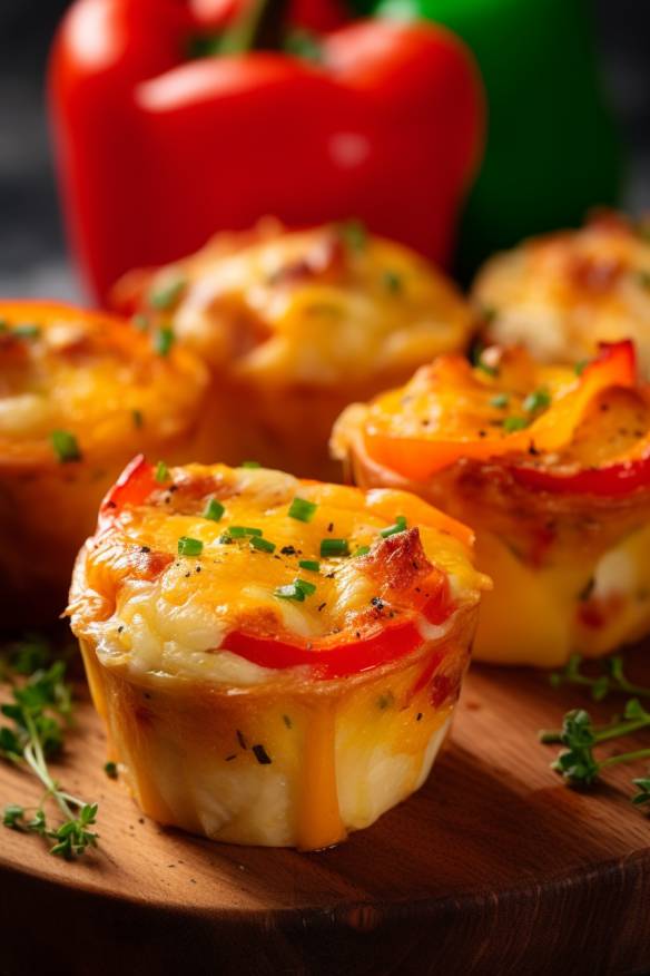 Eier-Muffins mit Paprika und Käse