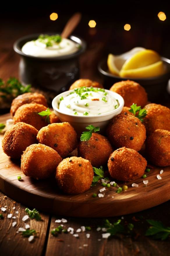 Falafel-Fingerfood mit Joghurt-Dip