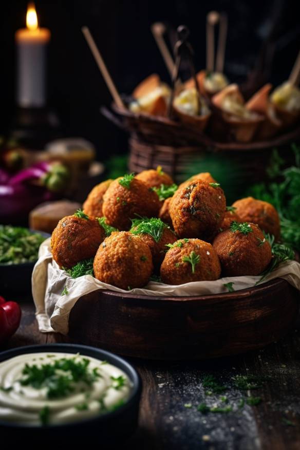 Falafel-Fingerfood mit Joghurt-Dip