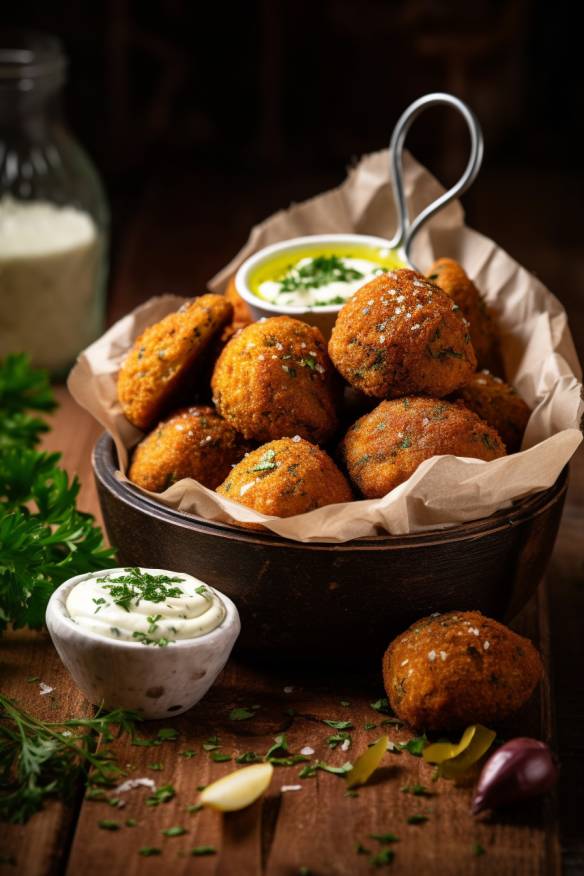 Falafel-Fingerfood mit Joghurt-Dip