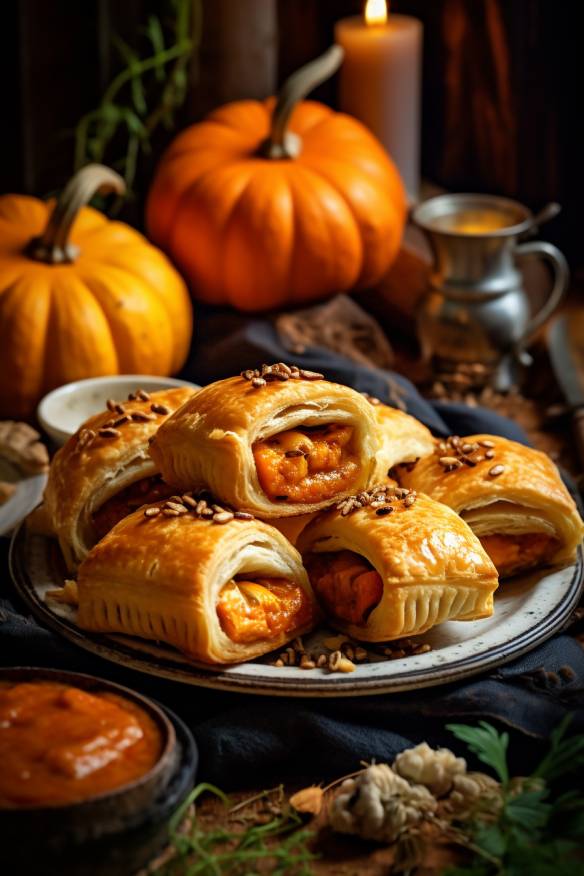 Herbstliches Fingerfood mit Kürbis - Kürbis-Feta-Taschen