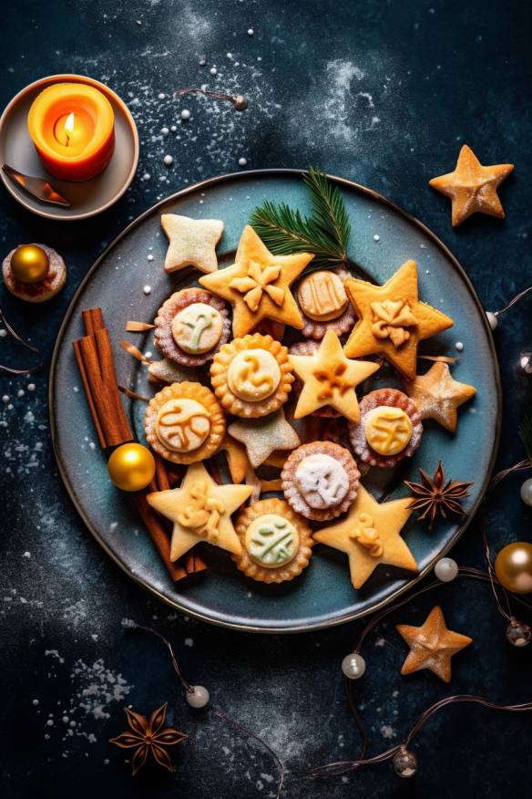 Festliche Weihnachtshäppchen auf einem Teller