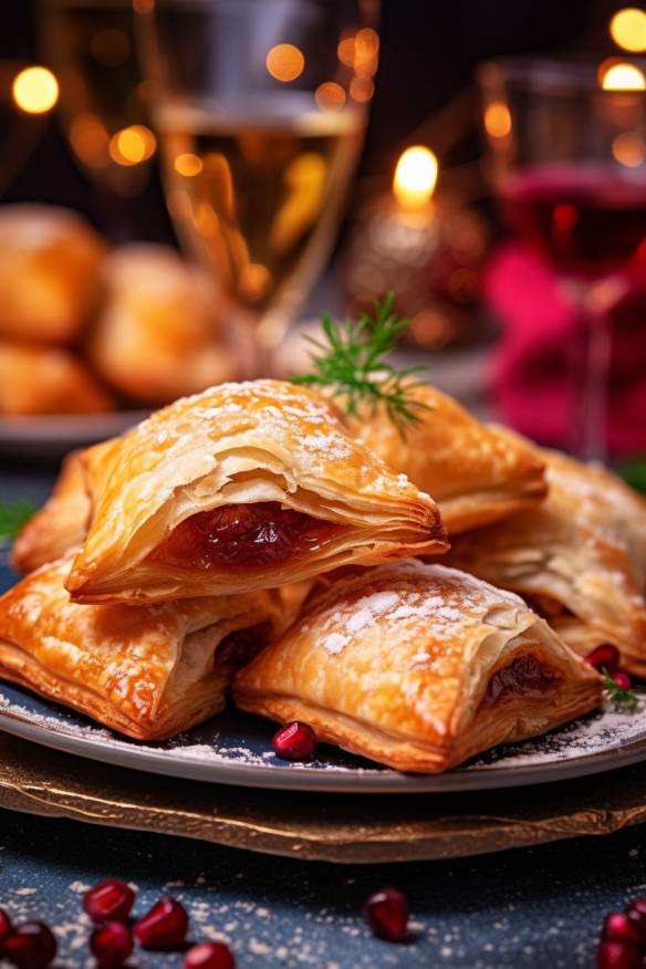 Gefüllte Mini-Blätterteigtaschen als Silvester Party Snacks