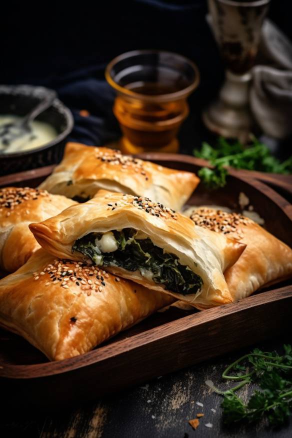 Knusprige Blätterteig-Snacks mit Spinat und Feta