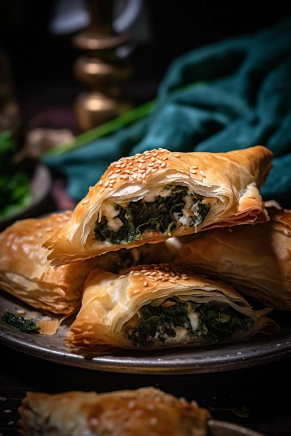 Knusprige Blätterteig-Snacks mit Spinat und Feta