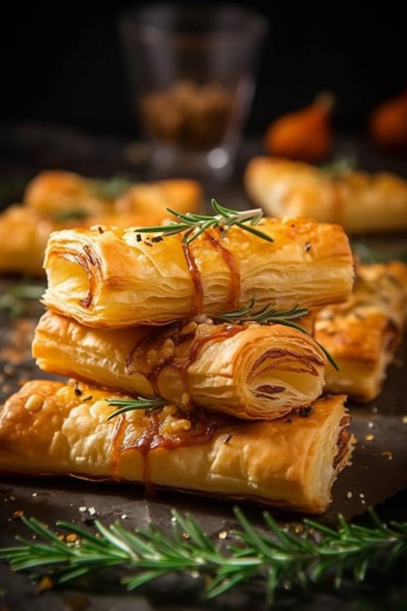 Gefüllte Blätterteigstangen - Knuspriges Fingerfood zum Einfrieren.