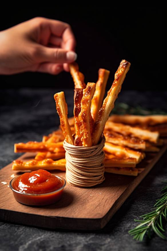 Fingerfood mit Laugenstangen - Knusprig und herzhaft