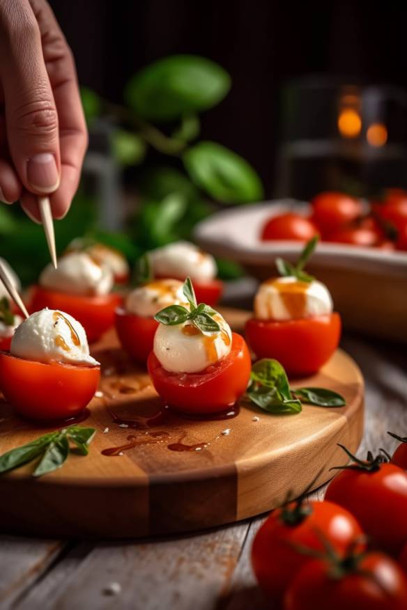 Fingerfood mit Tomate und Mozzarella