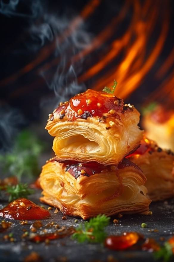 Feuerzangenbowle-Fingerfood mit Blätterteig und Gewürzen.