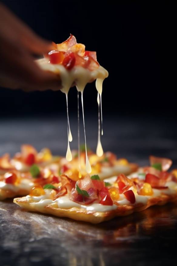 Flammkuchen-Fingerfood auf einem Teller