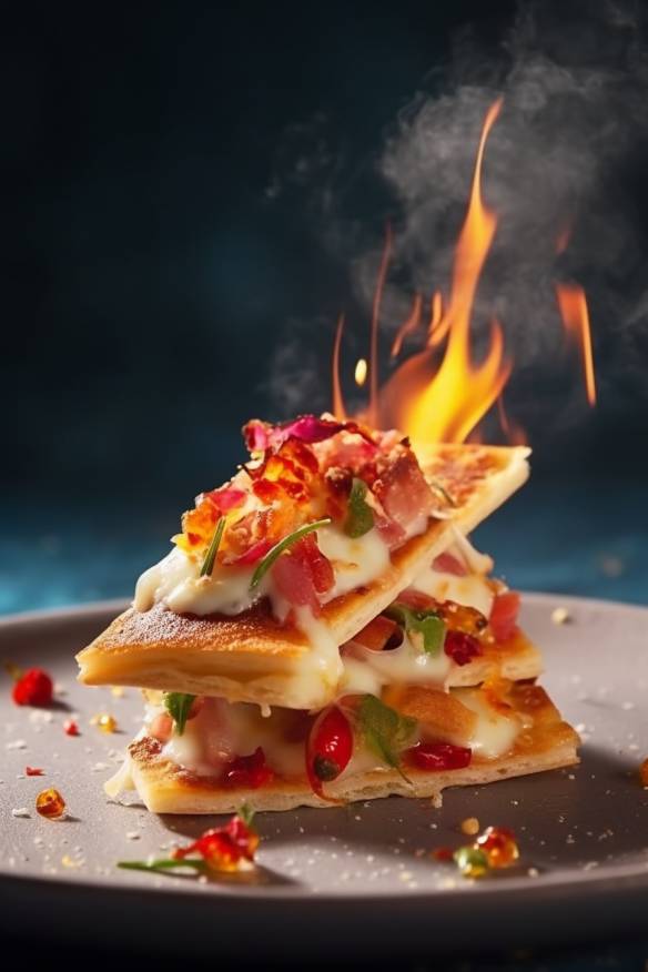 Flammkuchen-Fingerfood auf einem Teller