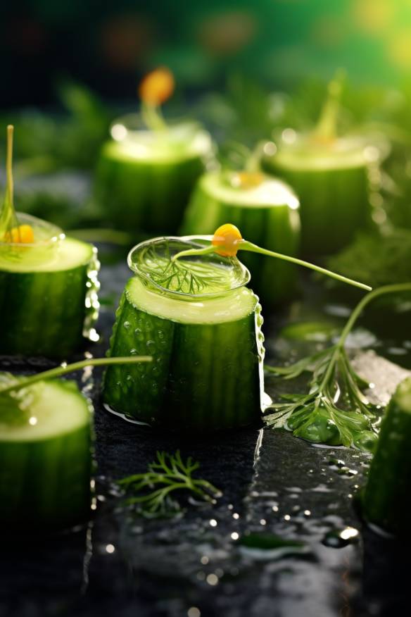 Frische Gurken-Häppchen als Fingerfood.