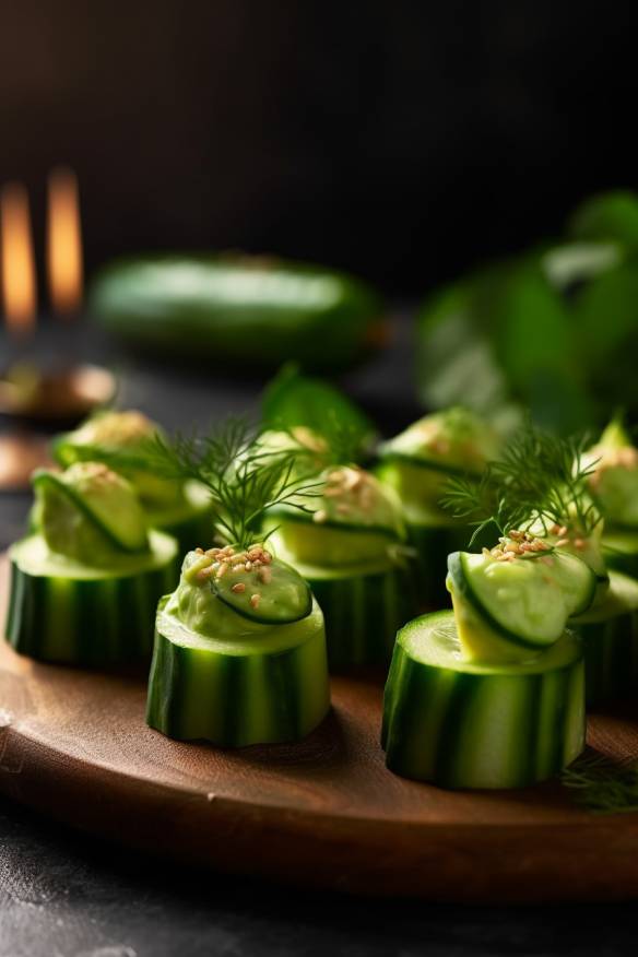 Frische Gurken-Häppchen als Fingerfood.