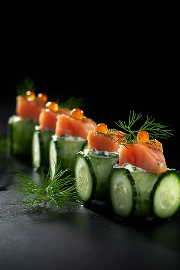 Frisches Gurken-Lachs-Fingerfood