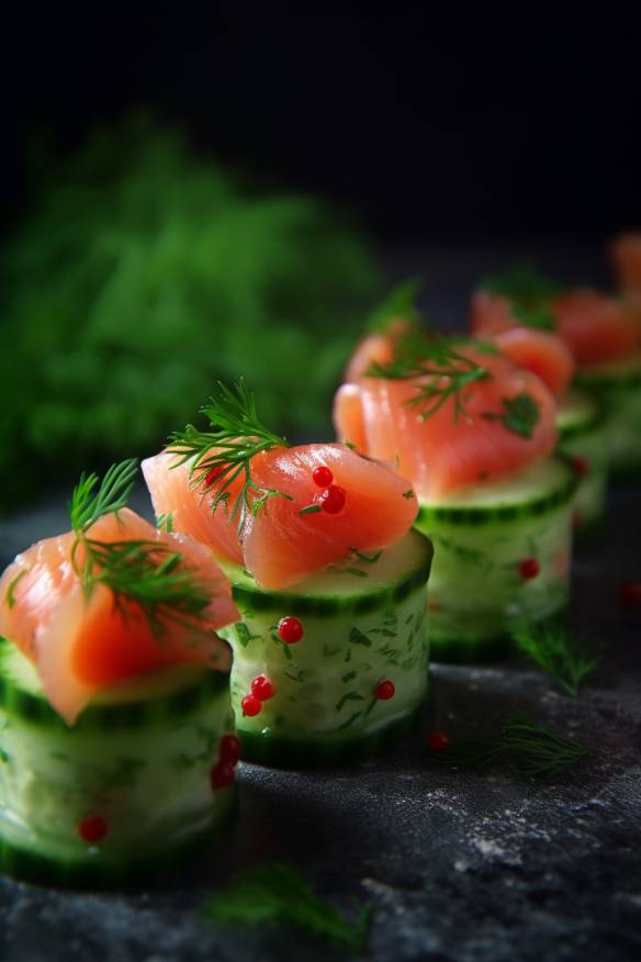 Frisches Gurken-Lachs-Fingerfood