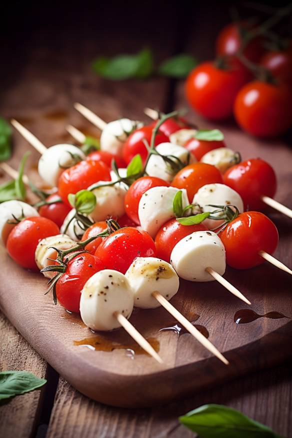 Frische Tomaten-Mozzarella-Spieße