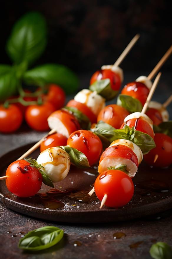 Frische Tomaten-Mozzarella-Spieße