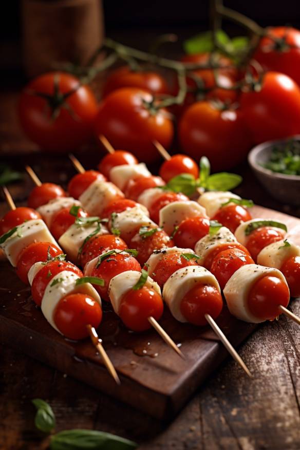 Frische Tomaten-Mozzarella-Spieße