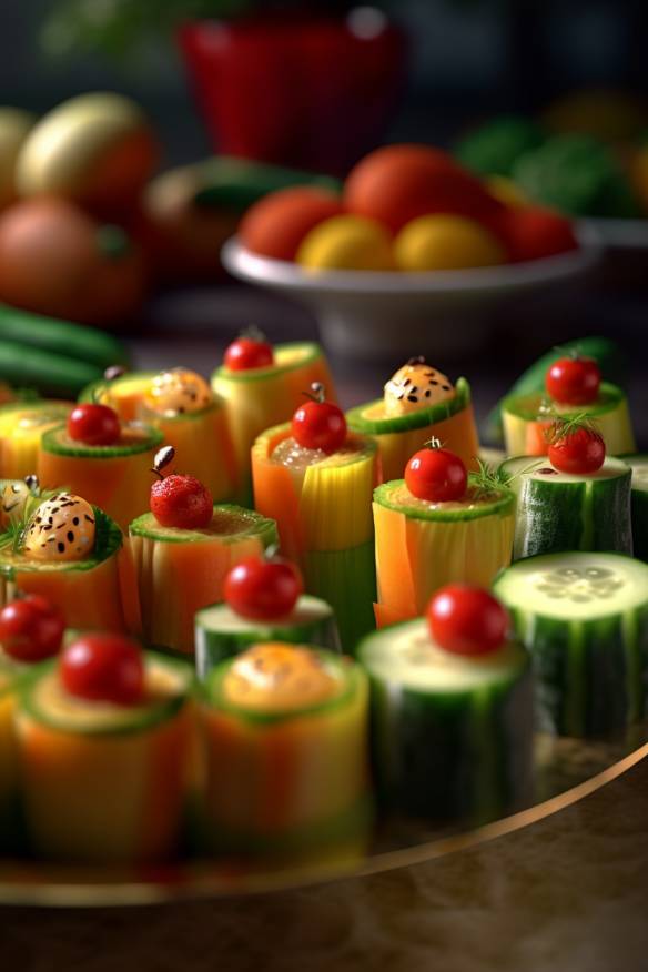 Fruchtiges Gemüse-Fingerfood mit Paprika, Gurke und Ananas