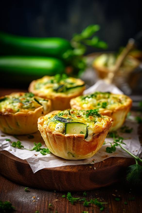 Glutenfreie Mini-Quiches mit Zucchini und Feta