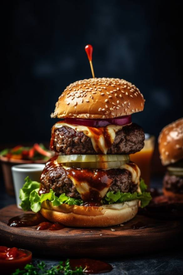 Hamburger-Fingerfood mit selbstgemachtem Patty und würziger Sauce