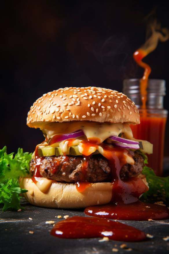 Hamburger-Fingerfood mit selbstgemachtem Patty und würziger Sauce