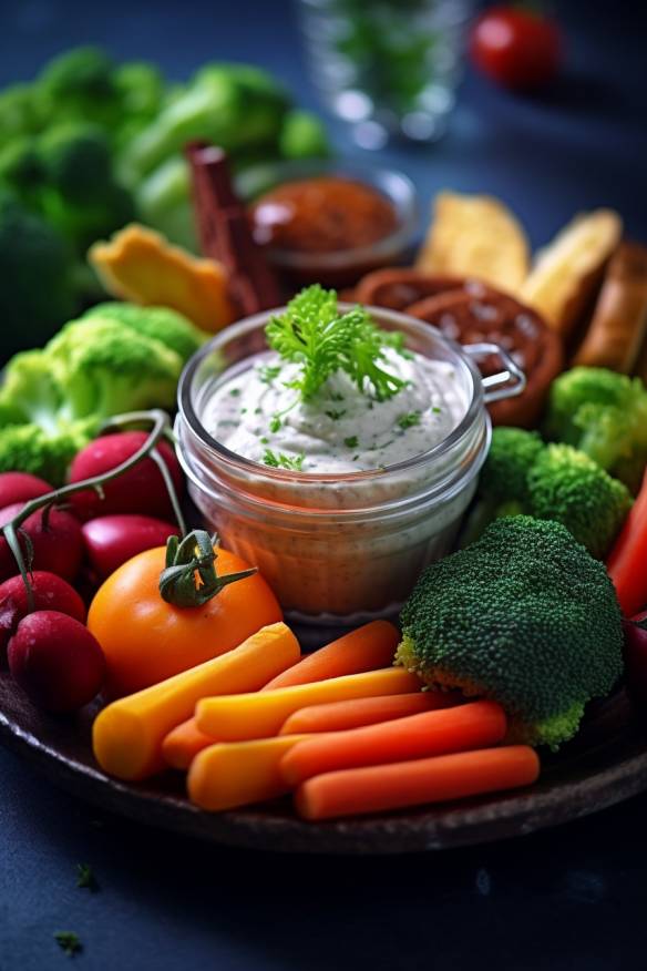 Gesundes Fingerfood mit Gemüse und Dip