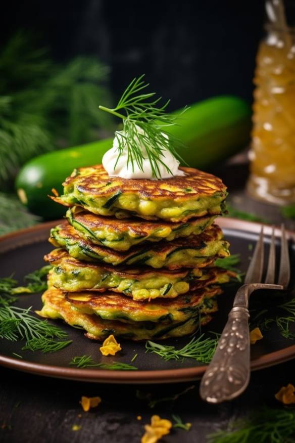 Gesunde Zucchini-Puffer auf einem Teller