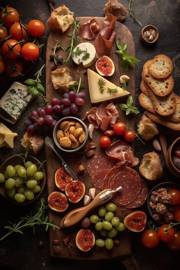 Italienisches Fingerfood mit verschiedenen Vorspeisen.