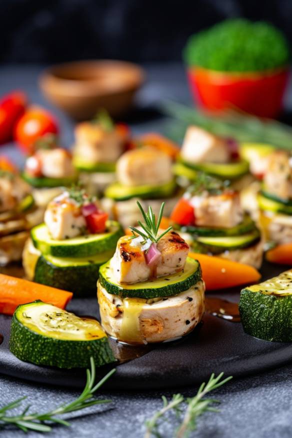 Low Carb Fingerfood mit Hähnchen und Gemüse