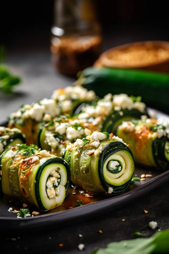 Low Carb Zucchini Feta Röllchen