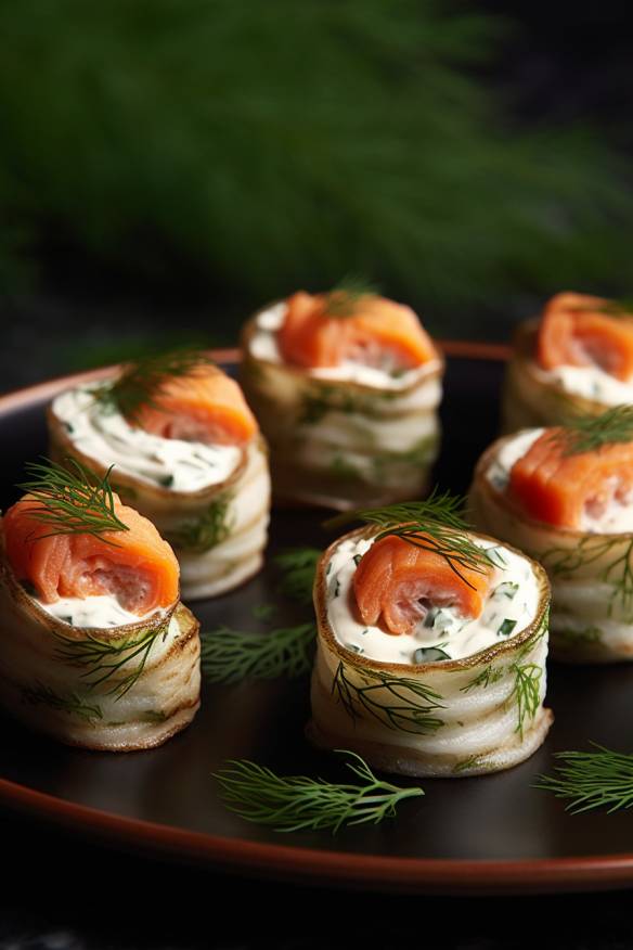 Matjes-Fingerfood mit saurer Sahne und Dill