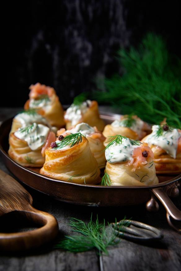 Matjes-Fingerfood mit saurer Sahne und Dill