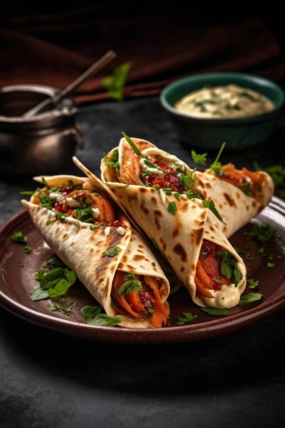 Mediterrane Wraps mit Hummus