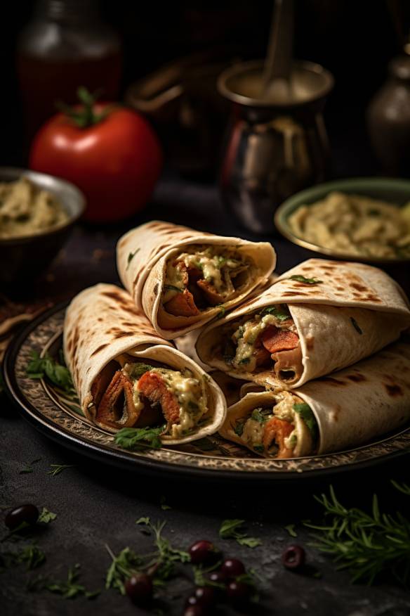 Mediterrane Wraps mit Hummus