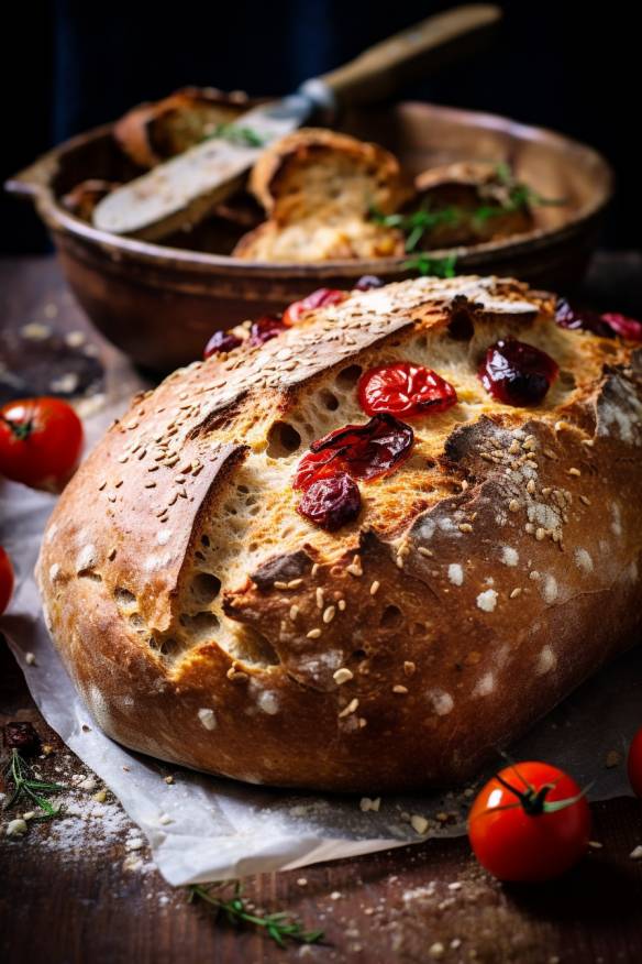 Mediterranes Partybrot aus dem Ofen.