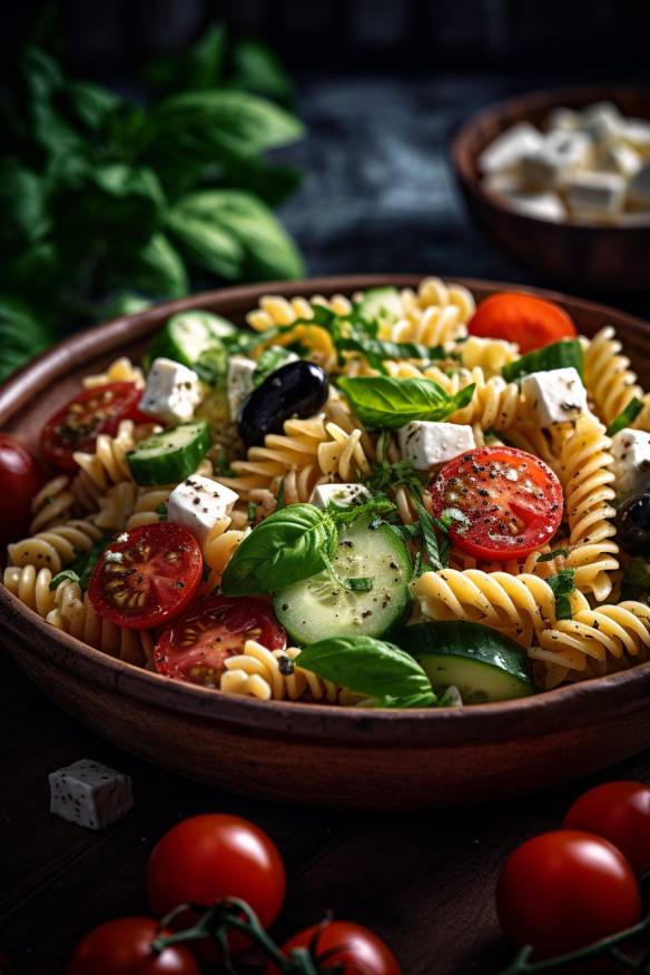 Mediterraner Nudelsalat Schnelles Fingerfood Kalt Zum Mitnehmen