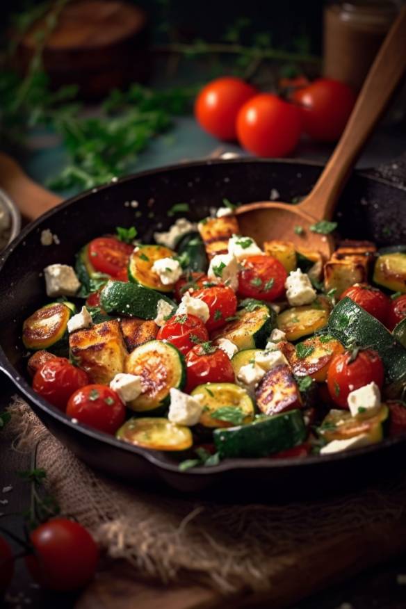 Mediterrane Gemüsepfanne mit Feta