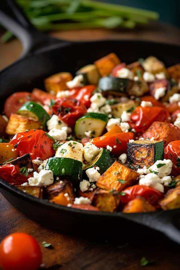 Mediterrane Gemüsepfanne mit Feta