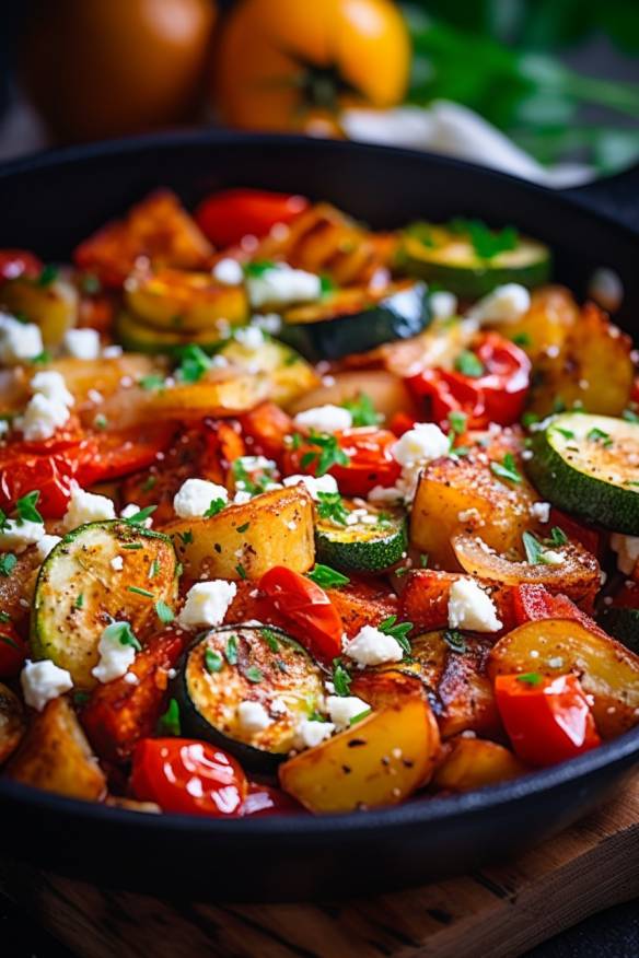 Mediterrane Gemüsepfanne mit Feta