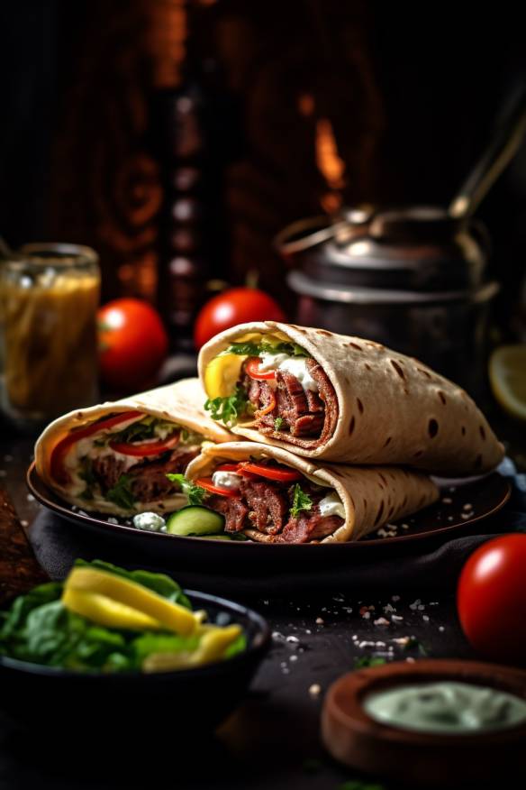 Mediterrane Wraps auf einem Teller