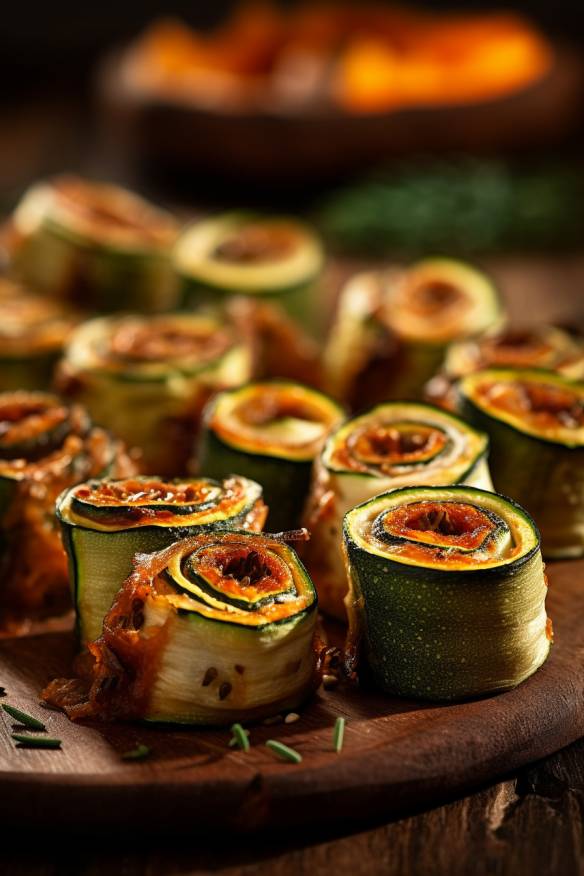 Mediterrane Zucchini-Röllchen - Vegetarische Tapas Fingerfood