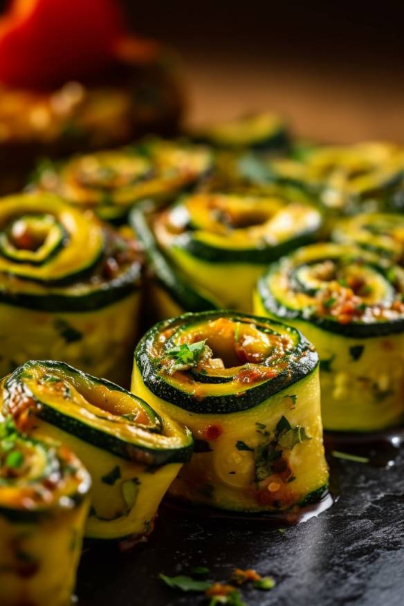 Gebackene Zucchini-Röllchen - Vegetarische Häppchen für jeden Anlass