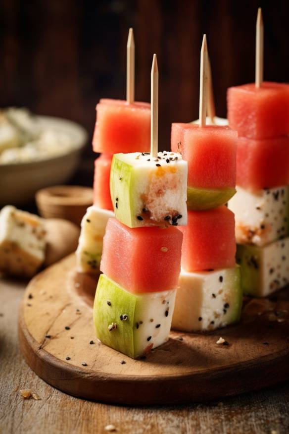 Melonen-Feta-Spieße - Erfrischendes Fingerfood für den Sommer