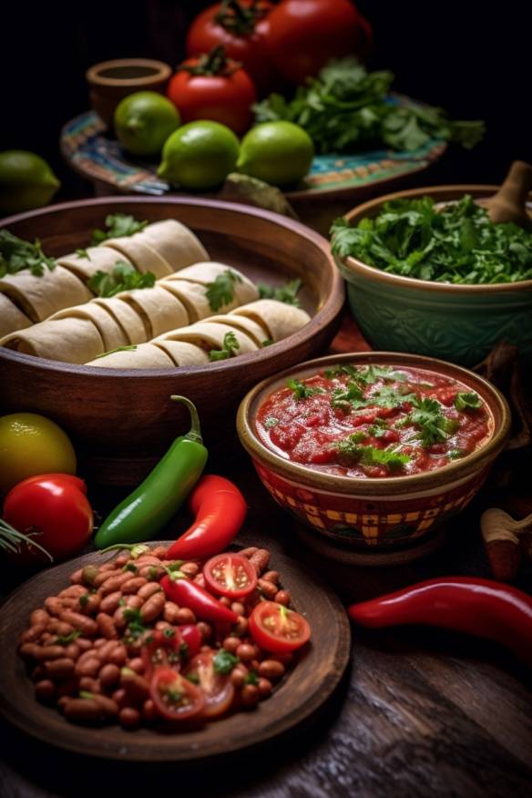 Mexikanisches Fingerfood kalt mit Tomaten, Paprika und Kidneybohnen